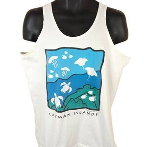 Vintage Cayman Islands Tank Top Mens Size Large 90s Sea Turtle Stingray